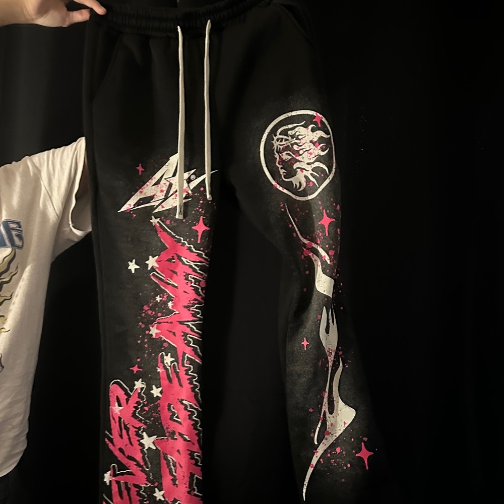 SHEIN Black and Pink Graphic Joggers
